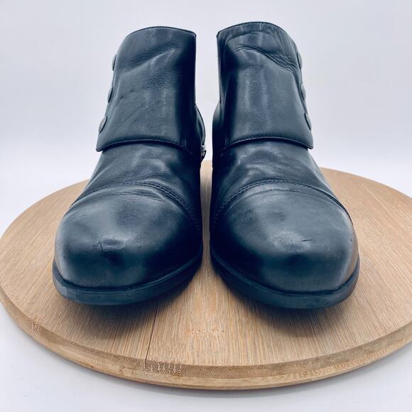 Ariat Boots Womens 10 Black Leather Ankle Snap Front Western Goth Boho - Picture 3 of 12